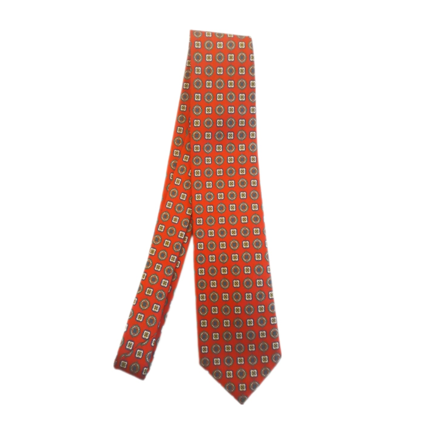 Cravatta rossa a fantasia 3 pieghe di pura seta fatta a mano