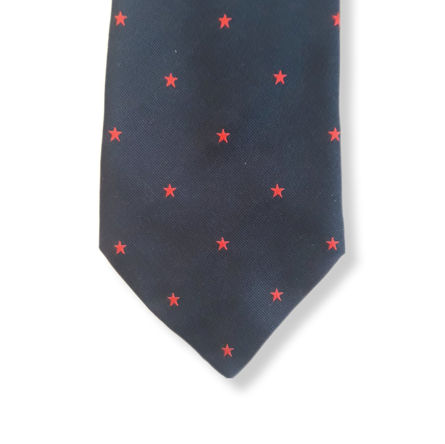 Cravatta a fantasia con stelle 3 pieghe fatta a mano di  pura seta