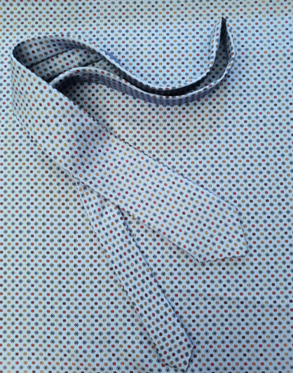 Cravatta azzurra a fantasia 3 pieghe di pura seta fatta a mano