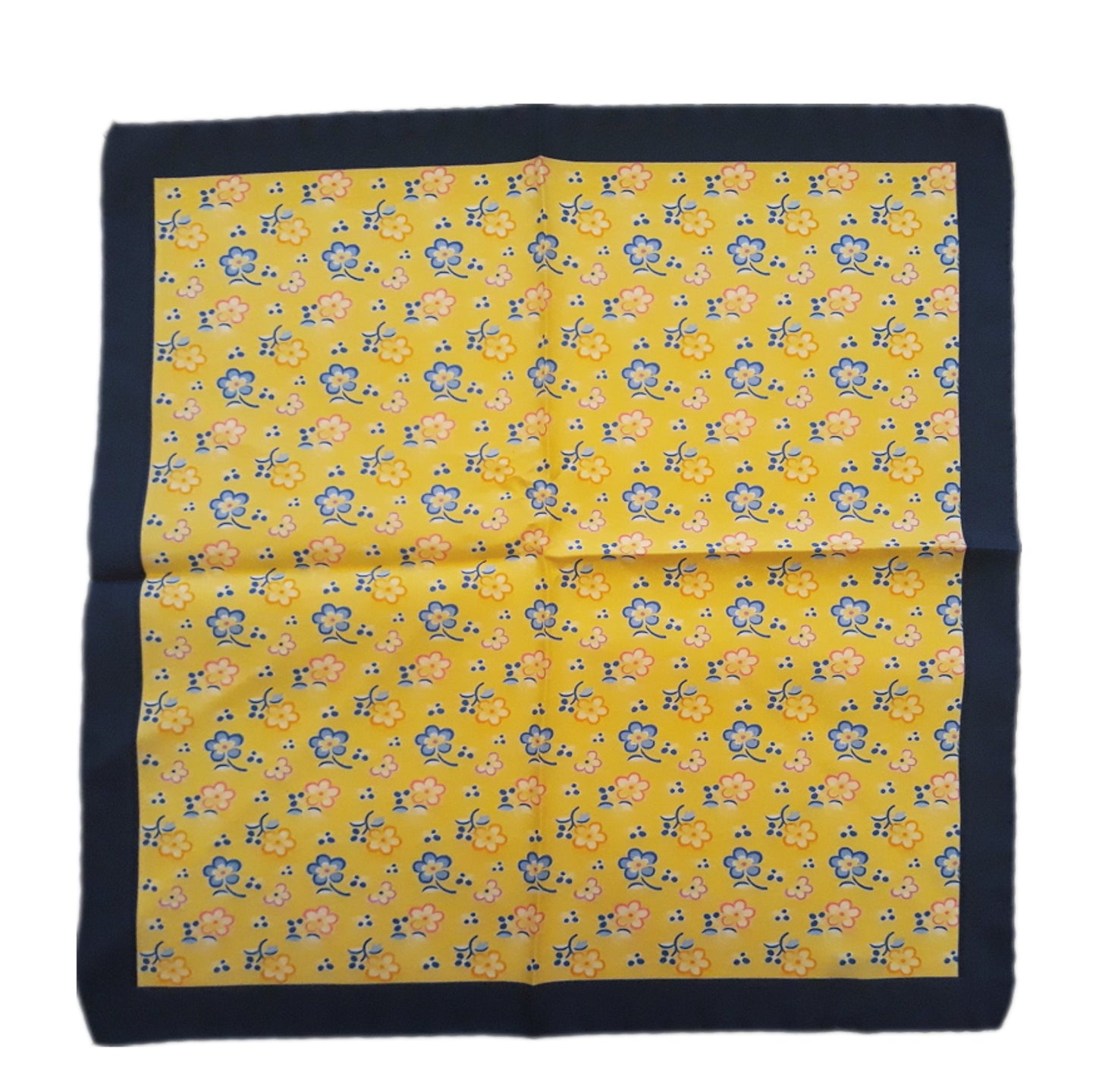 Pochette giallo con bordo blu di pura seta made in italy